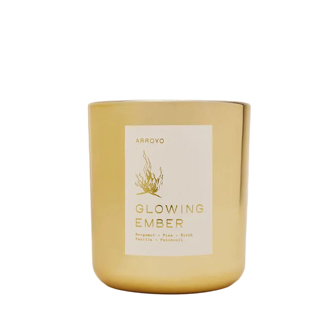 Glowing Ember Gold Glass Candle 13oz.