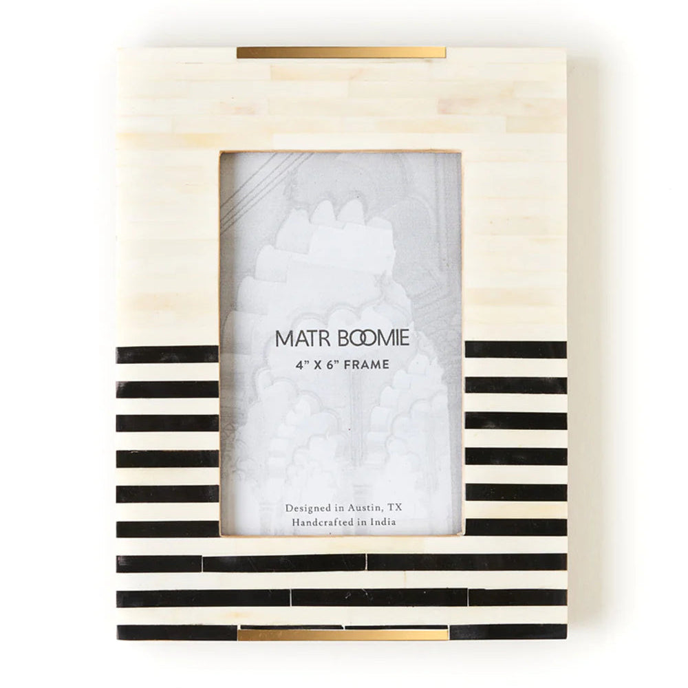 4" x 6" Mukhendu Stripe Black &amp; White Picture Frame