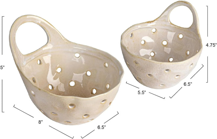 Stoneware Colander w/Handle - 2 Sizes