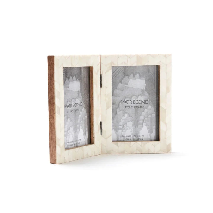 Artemis 4x6 Double Picture Frame Bone