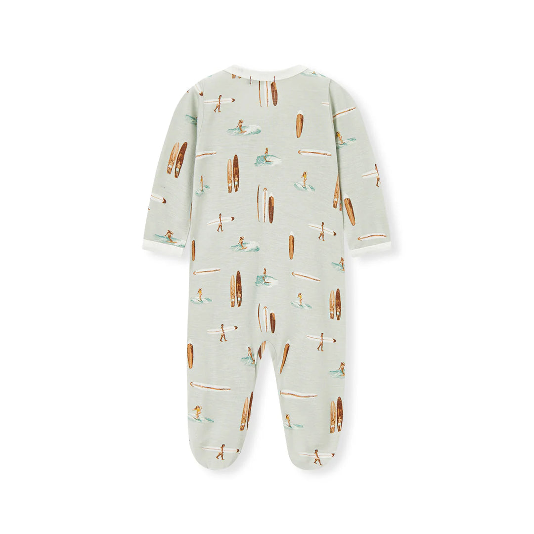 Bamboo Zipper Footed Romper - Vintage Surf