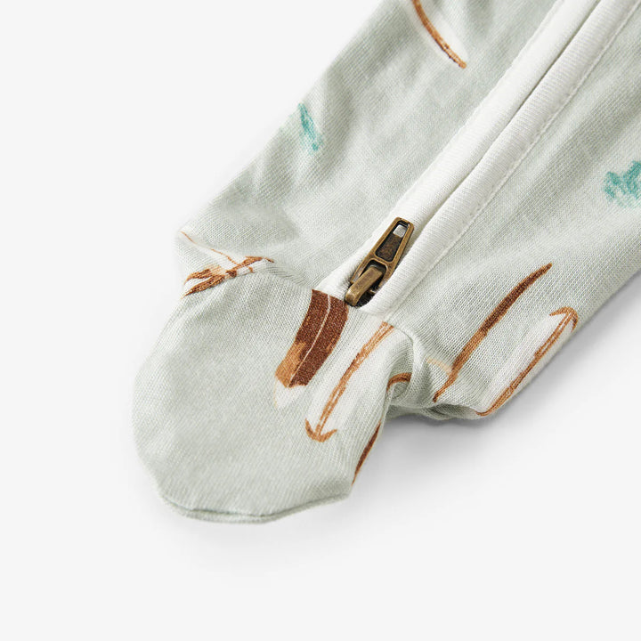 Bamboo Zipper Footed Romper - Vintage Surf