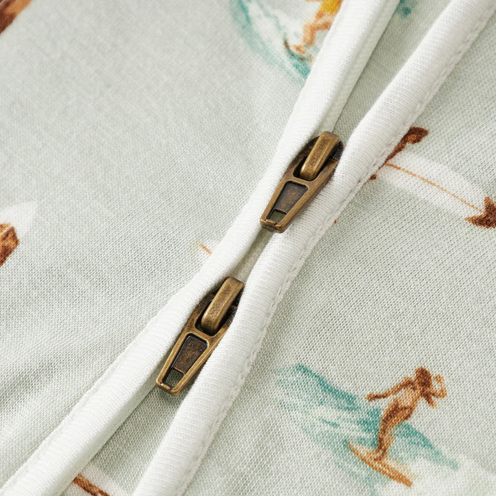 Bamboo Zipper Footed Romper - Vintage Surf