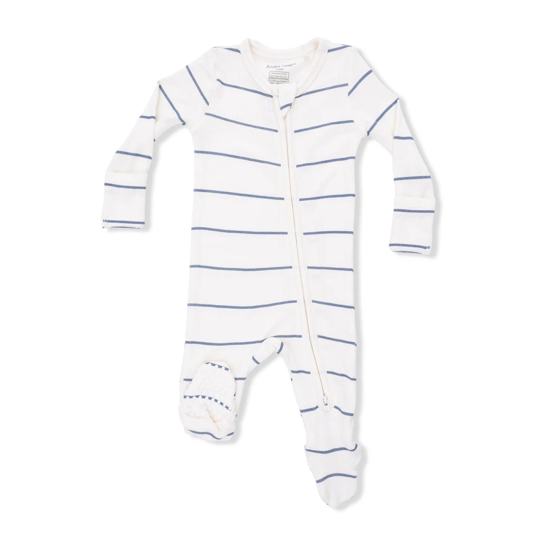 Beige Vintage Stripe 2 Way Zipper Footie