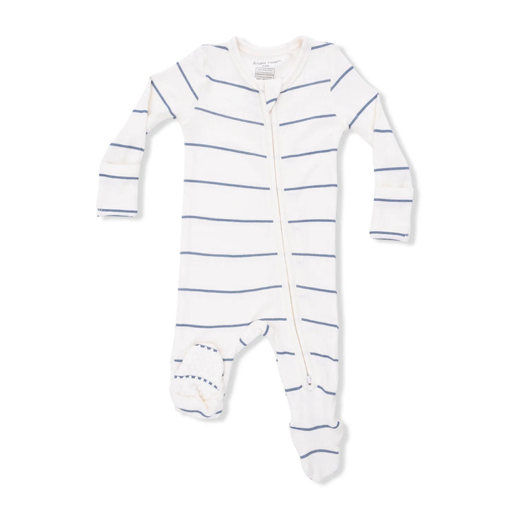 Beige Vintage Stripe 2 Way Zipper Footie