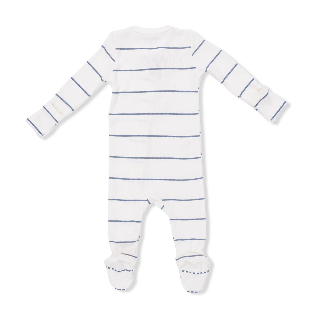 Beige Vintage Stripe 2 Way Zipper Footie