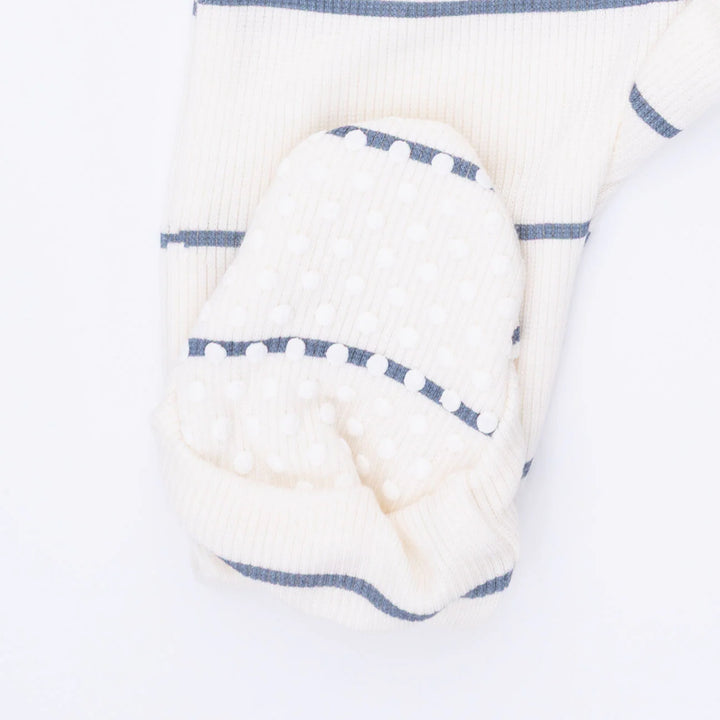 Beige Vintage Stripe 2 Way Zipper Footie