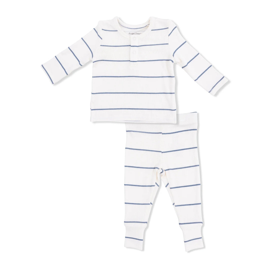 Beige Vintage Stripe L/S Henley &amp; Pant Set