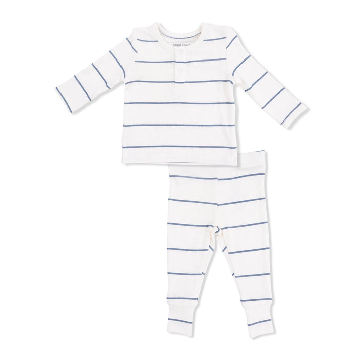 Beige Vintage Stripe L/S Henley &amp; Pant Set