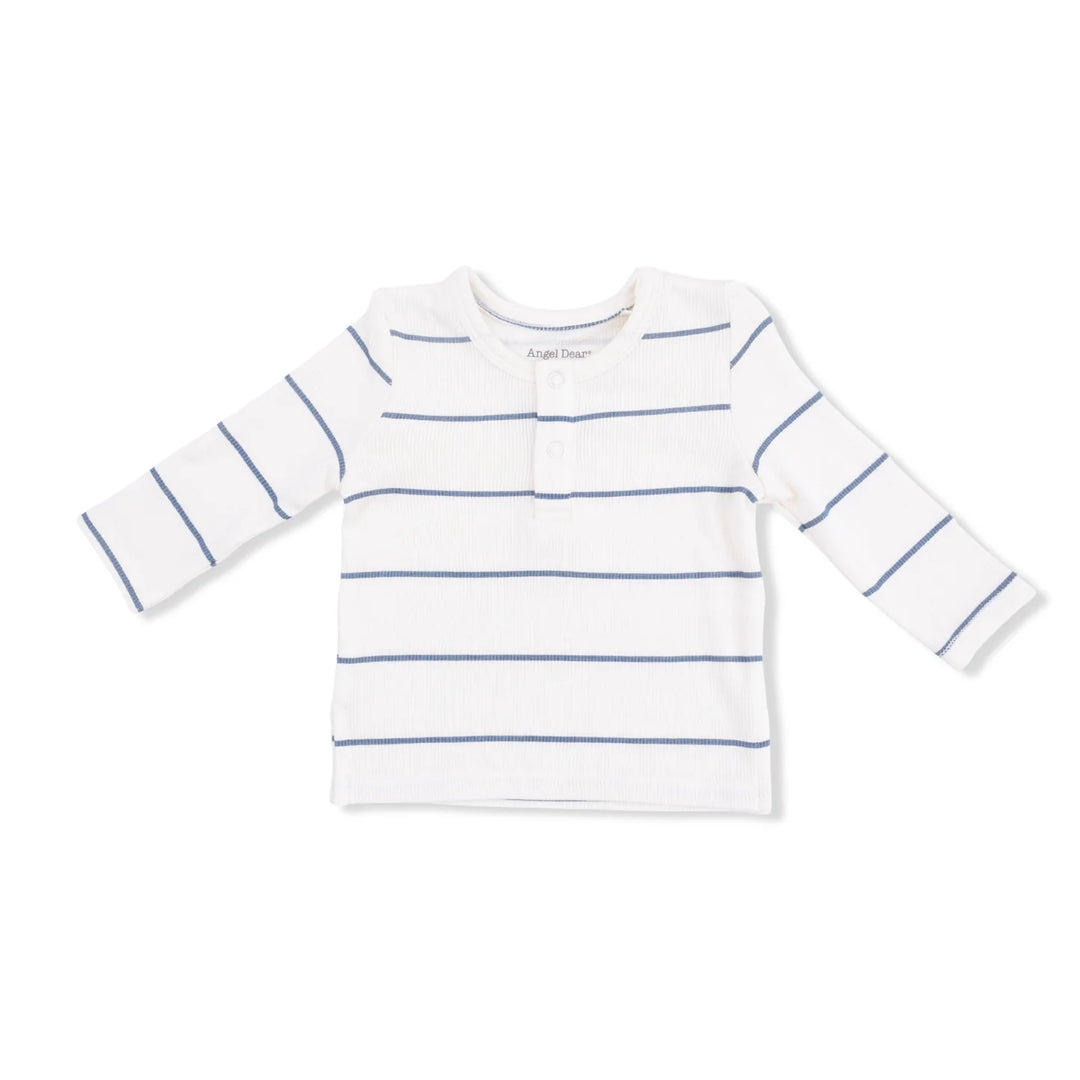 Beige Vintage Stripe L/S Henley &amp; Pant Set