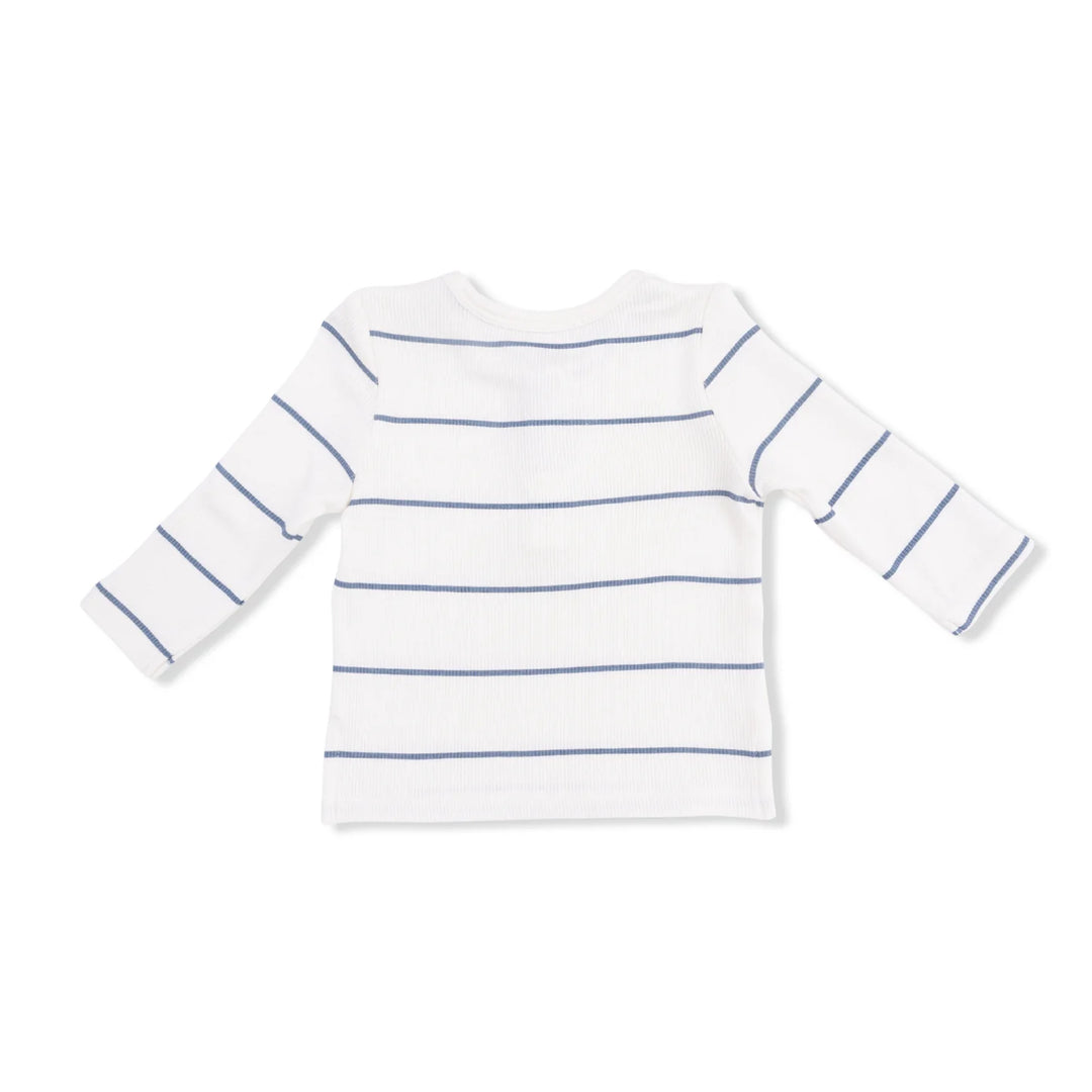 Beige Vintage Stripe L/S Henley &amp; Pant Set