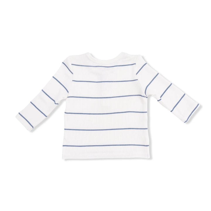 Beige Vintage Stripe L/S Henley &amp; Pant Set