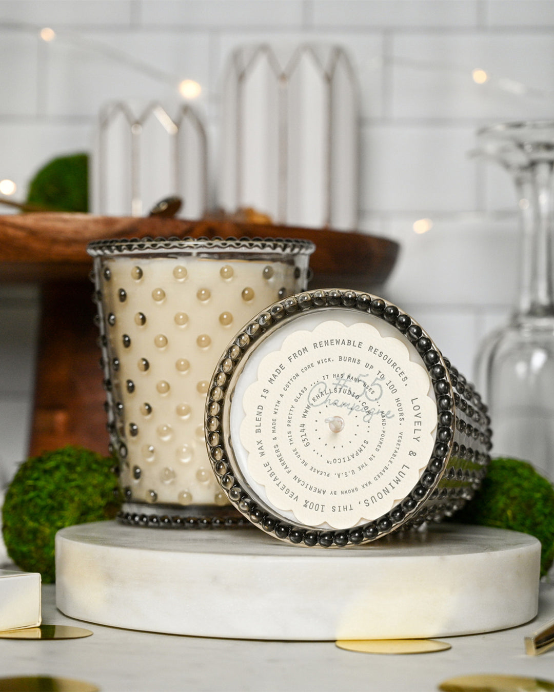 Hobnail Candle 16oz - Champagne 