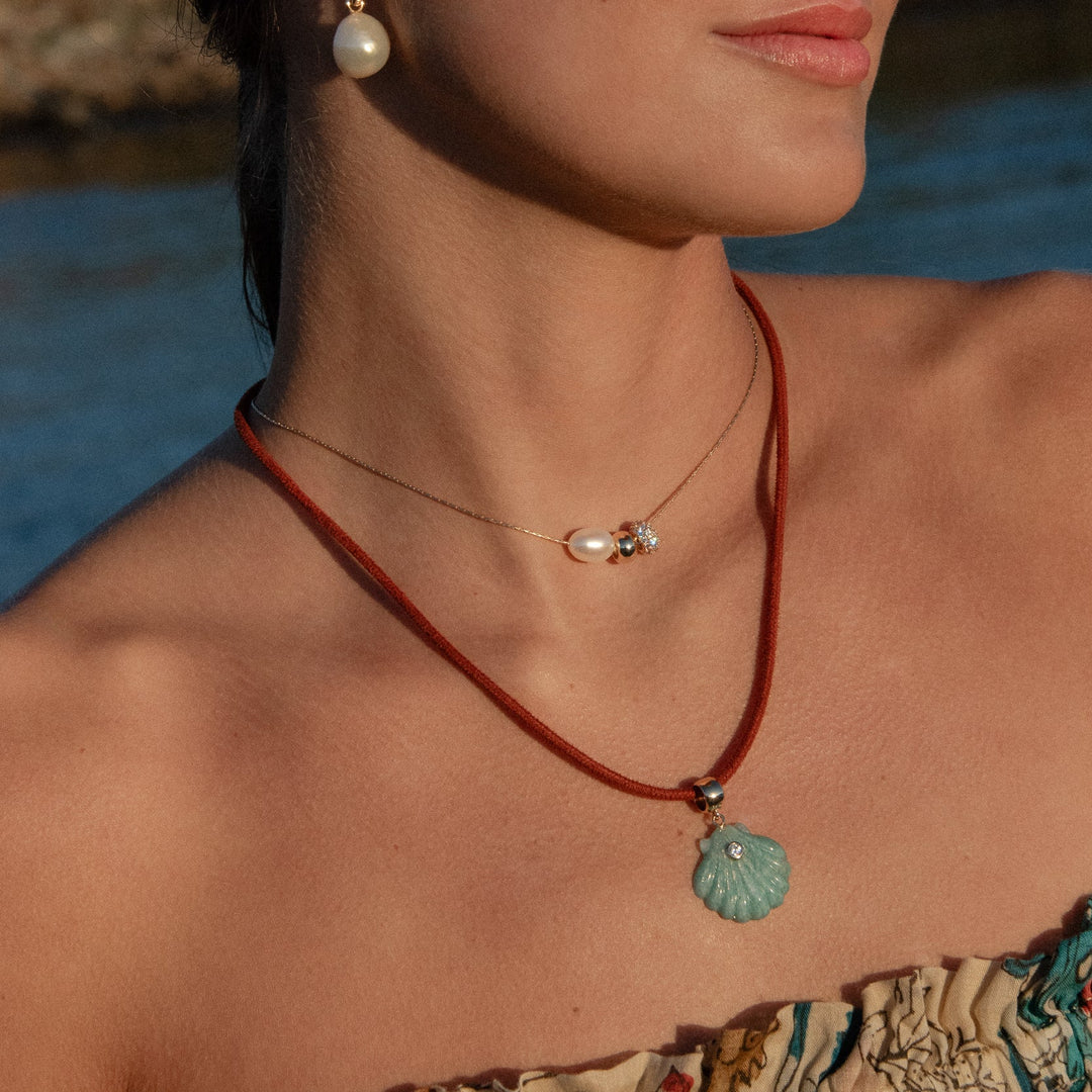 Thatch Coquille Amazonite Bail Charm