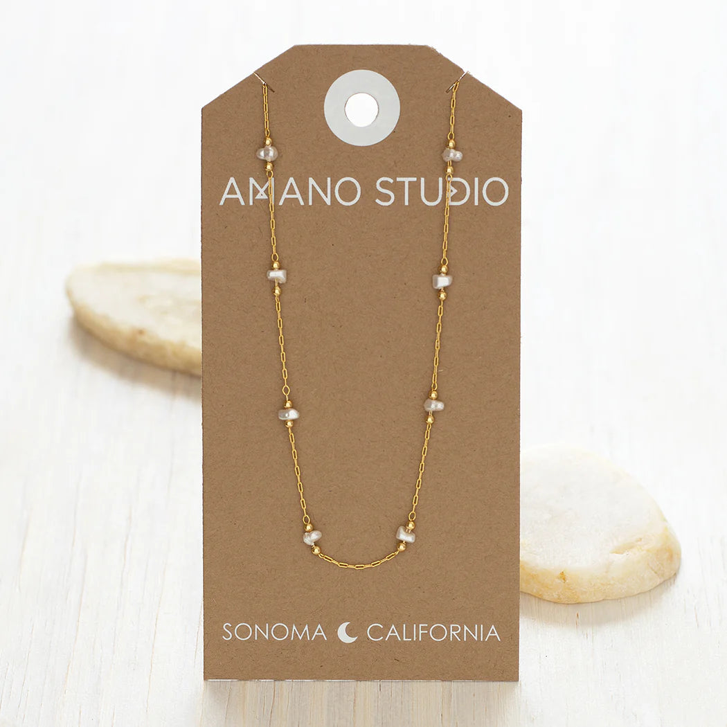Amano Freshwater Pearl Station Chain Necklace