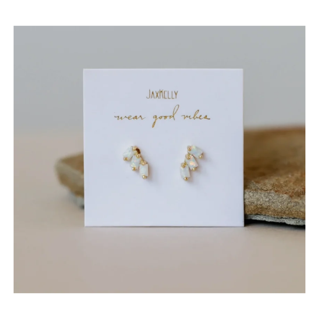 Jax Kelly Socialite Opal Offset Trio Stack Earrings