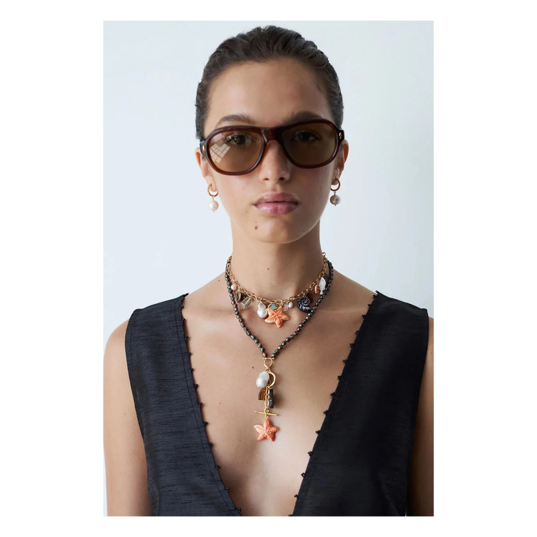 Chan Luu Charm Necklace Featuring Spiny Oyster Starfish