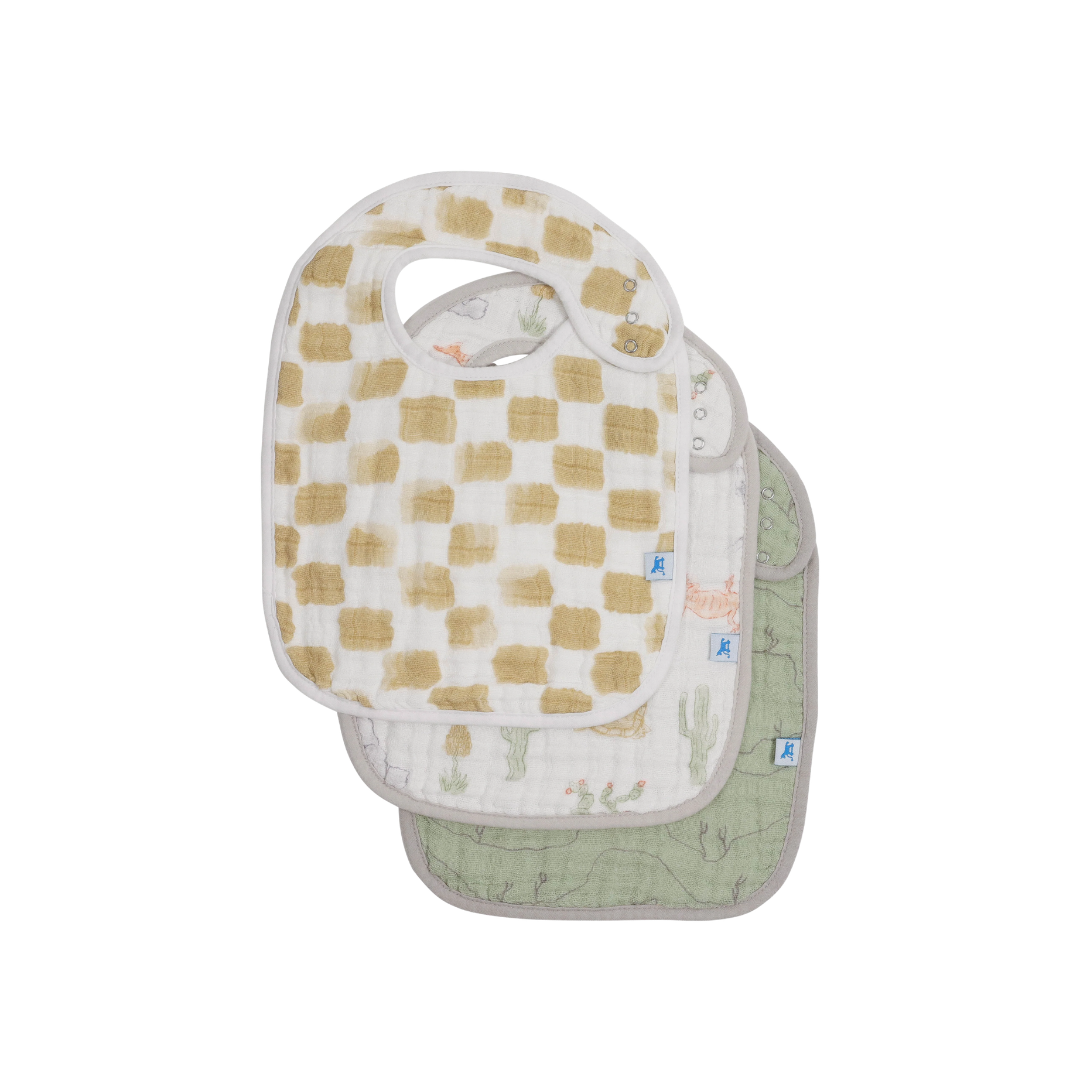 Cotton Muslin Bib 3 Pack - Adobe Checker