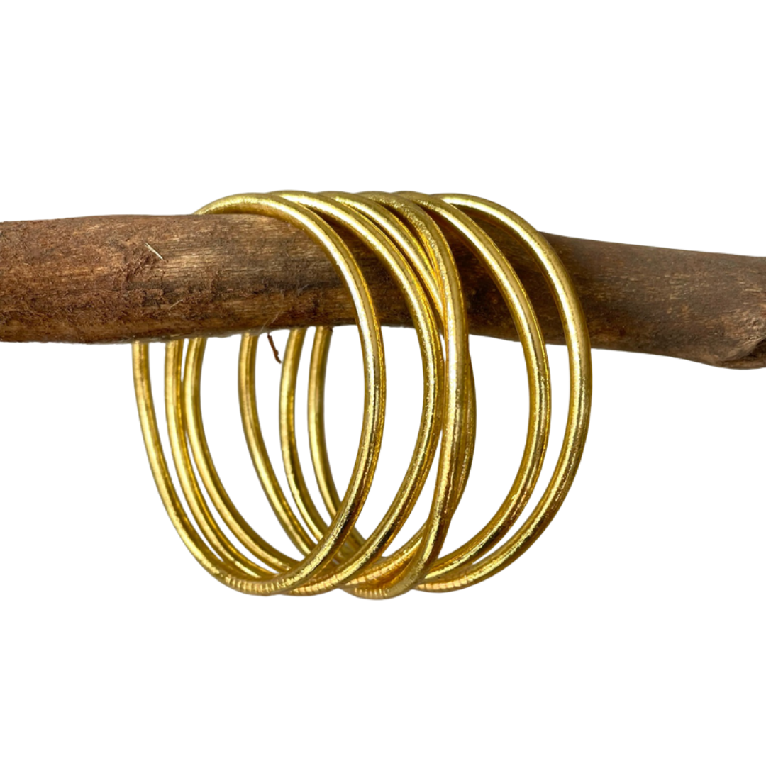 Buddhist Temple Mantra Bangle - Gold