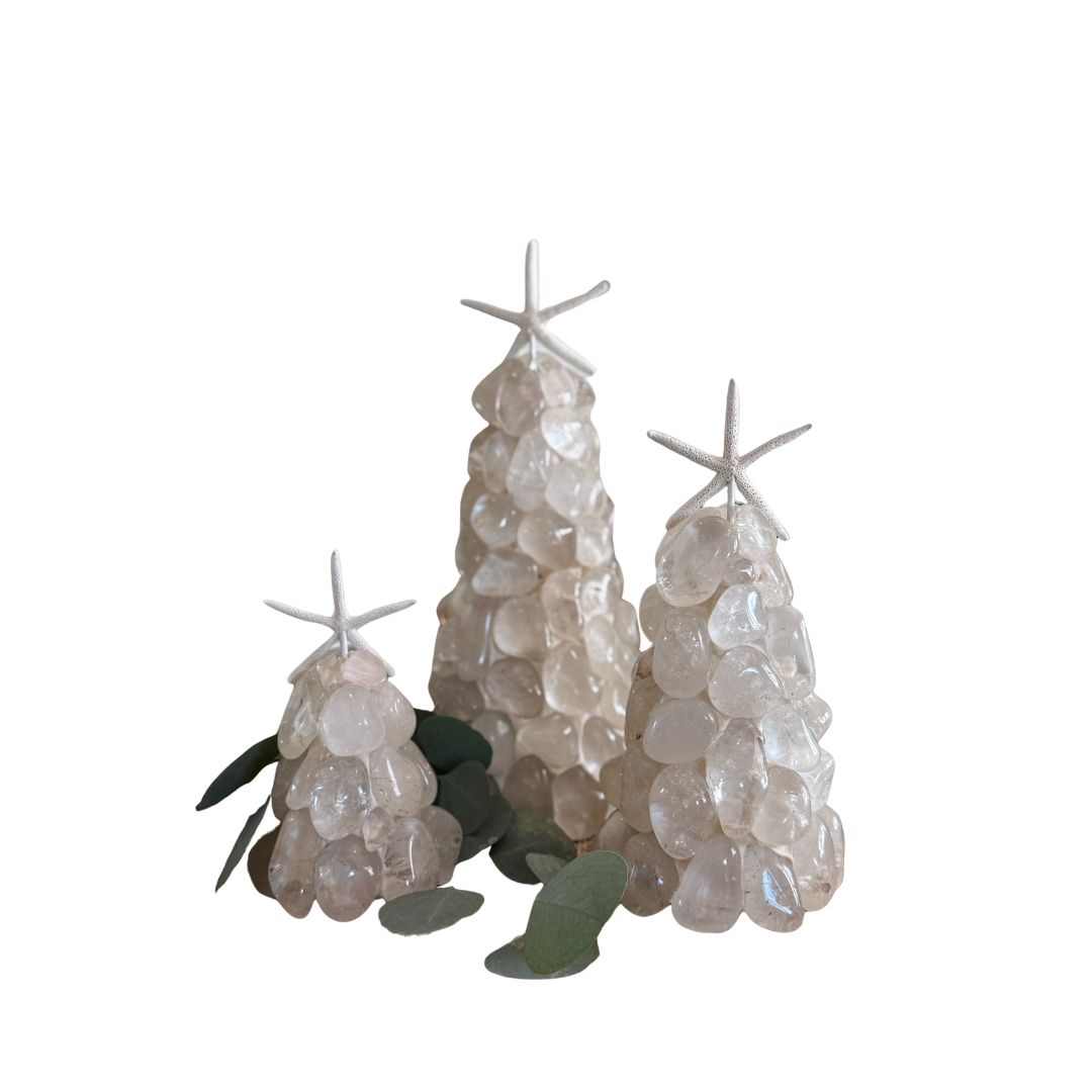 Clear Quartz Pebble Tree Starfish Topper --do not make live, different topper