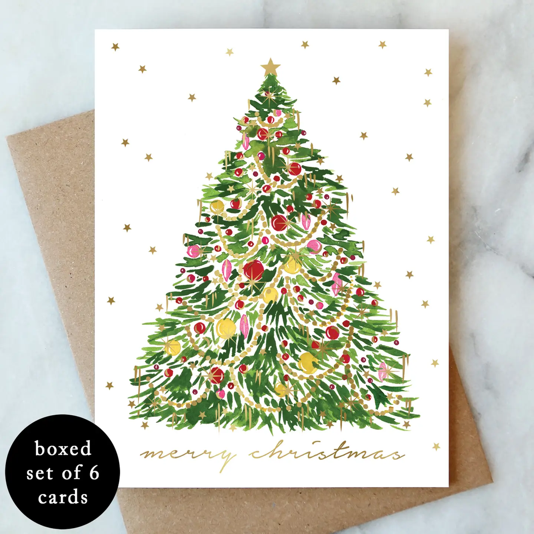 Boxed Set of 6 Tinsel Christmas Tree
