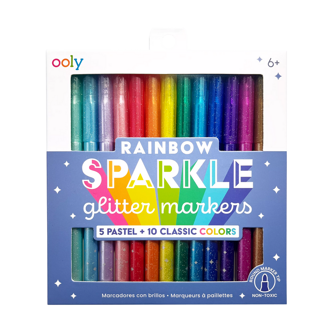 Rainbow Sparkle Glitter Markers S/15