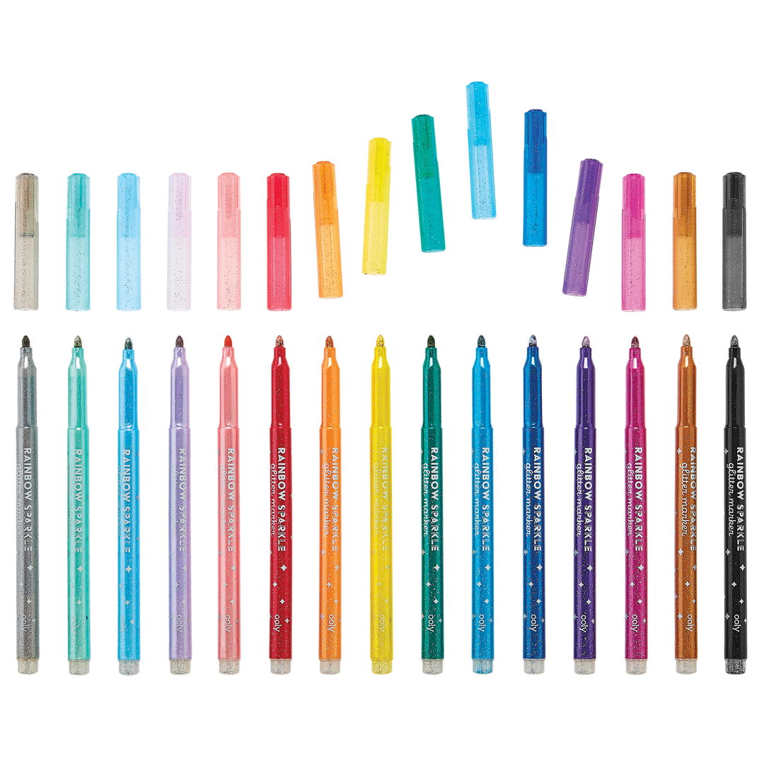 Rainbow Sparkle Glitter Markers S/15