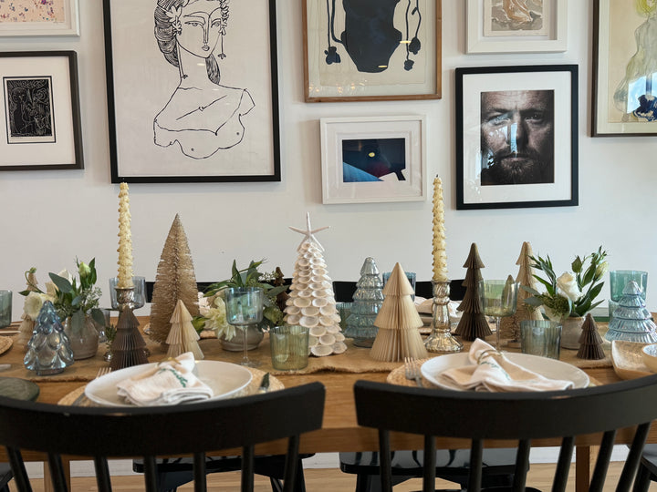 Paper Folding Honeycomb Trees with Gold Glitter Set of 5