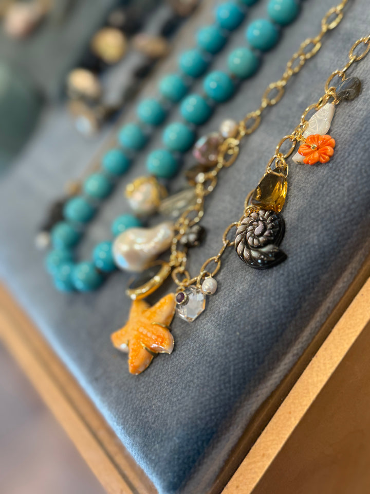 Chan Luu Charm Necklace Featuring Spiny Oyster Starfish