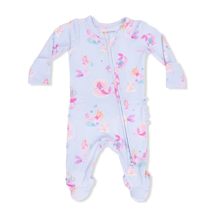 Mermaid Princesses Ruffle 2 Way Zipper Footie