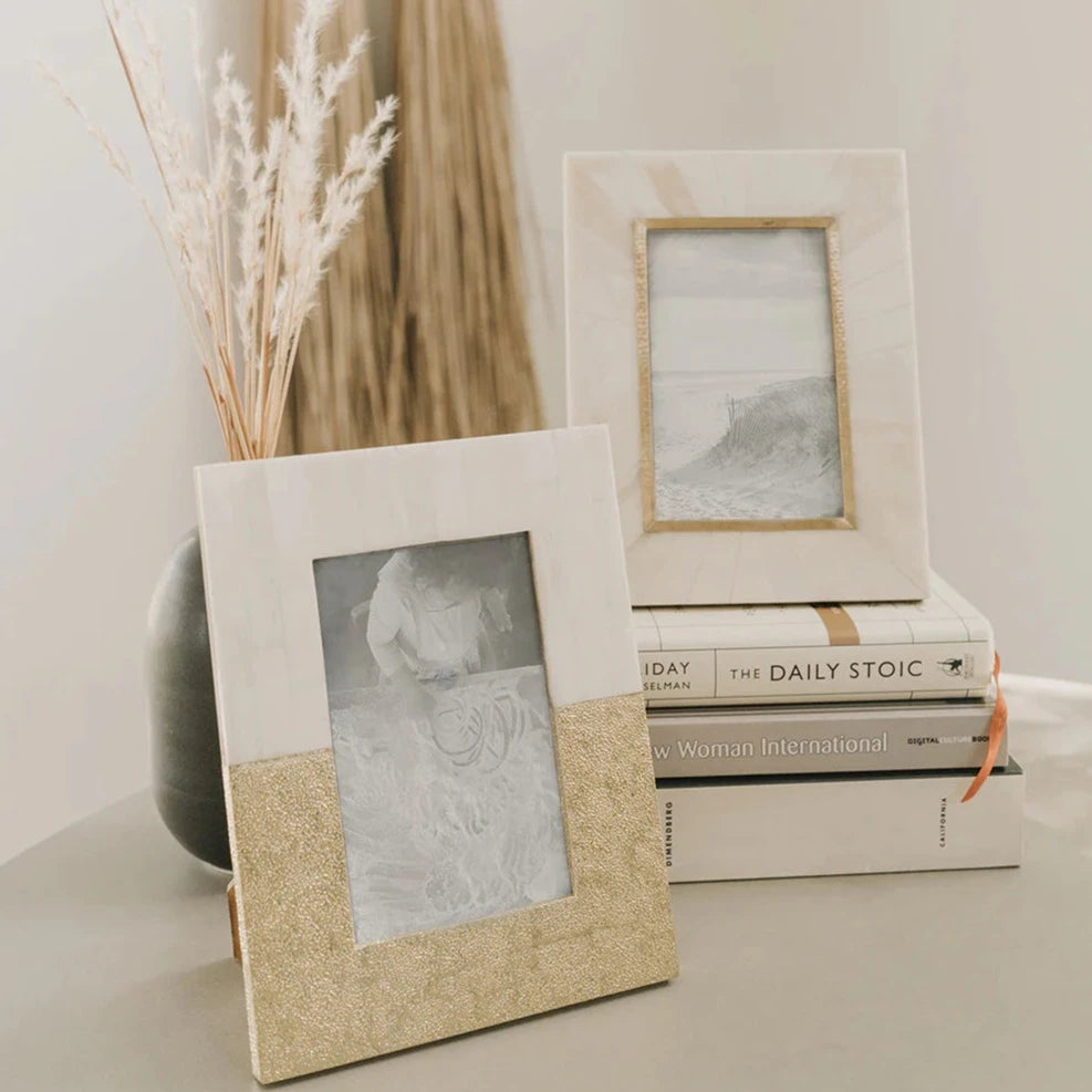 Mukhendu Picture Frame - Bone, Brass Inlay 4" x 6"