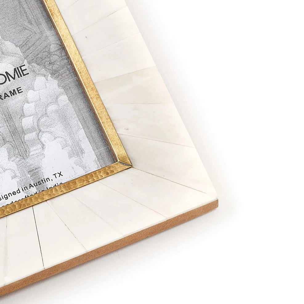 Mukhendu Picture Frame - Bone, Brass Inlay 4" x 6"