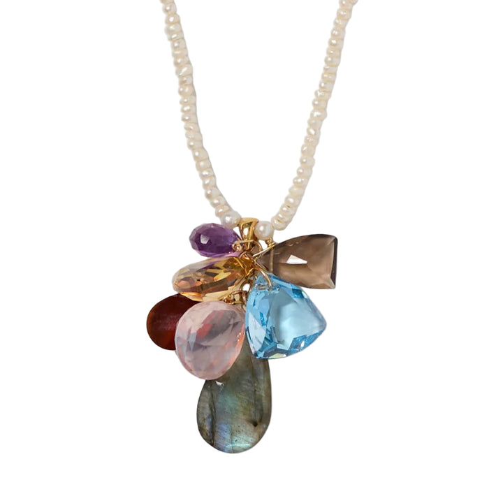 Chan Luu Pearl Chain &amp; Quartz Cluster Necklace