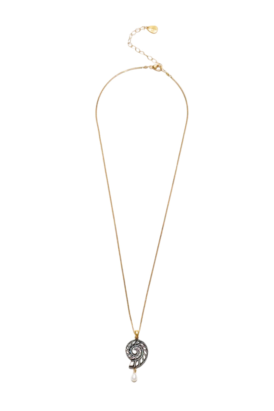 Chan Luu Hand Carved Black Shell Pendant Pearl Drop Necklace