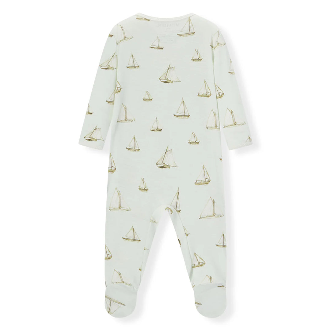 Organic Cotton Zipper Footed Romper Sailboat Melody