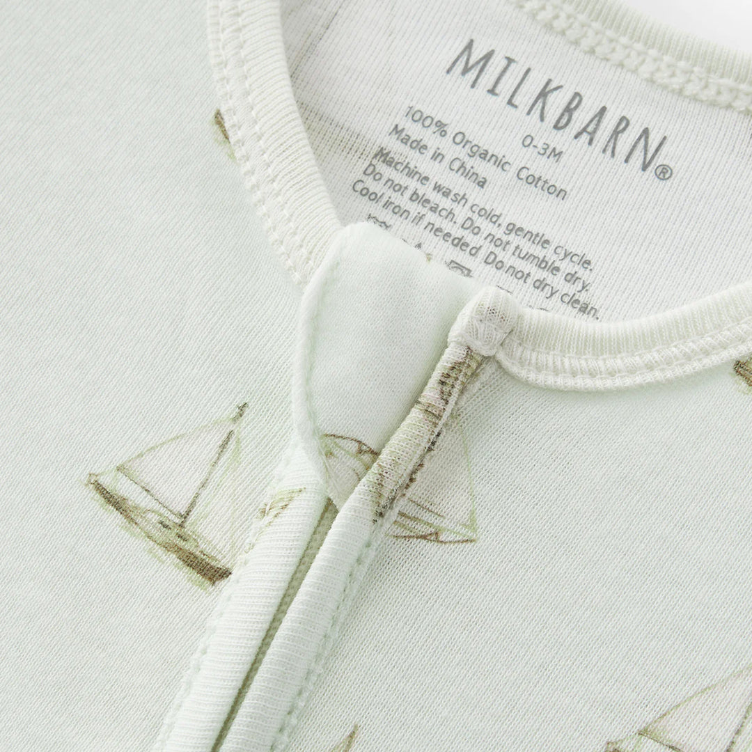 Organic Cotton Zipper Footed Romper Sailboat Melody