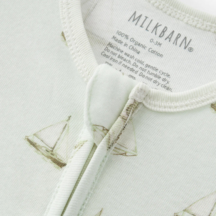 Organic Cotton Zipper Footed Romper Sailboat Melody