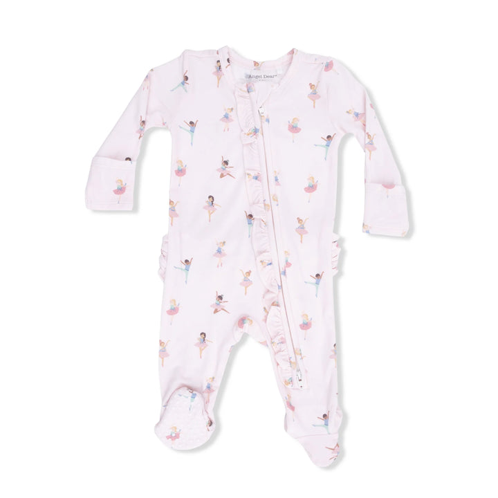 Petite Ballet Ruffle Front Zipper Footie