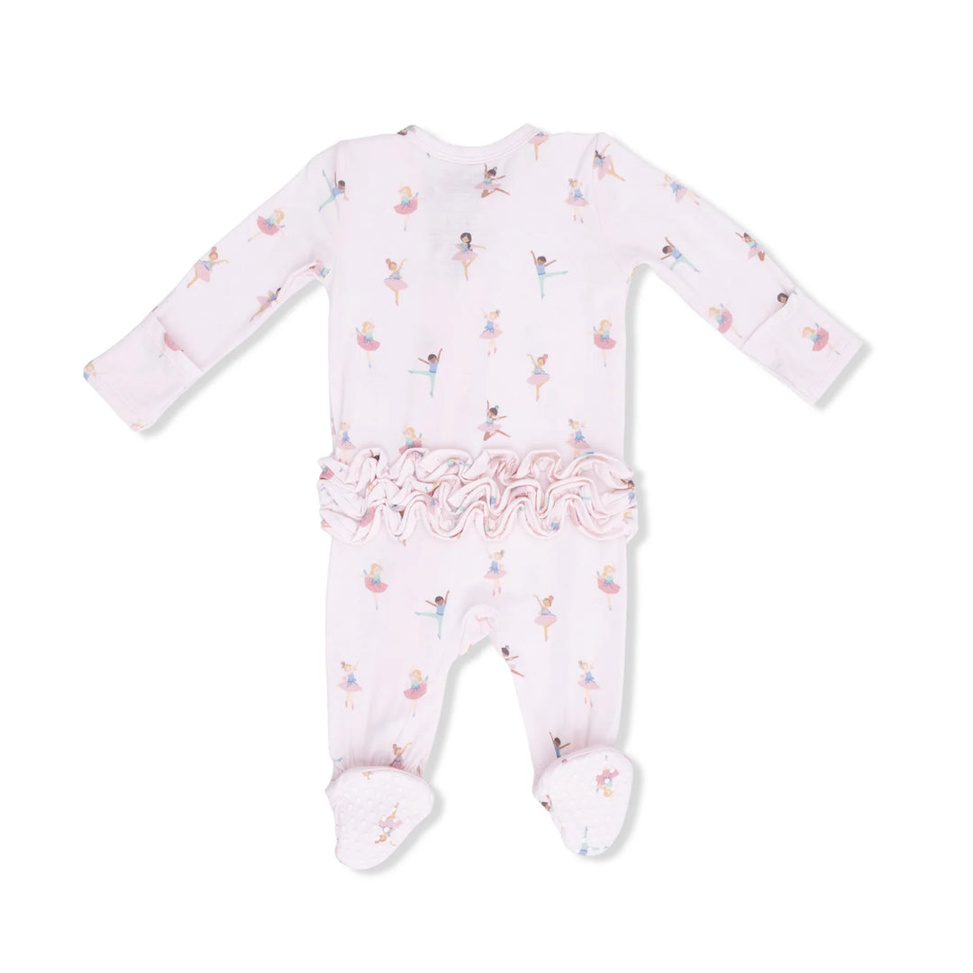 Petite Ballet Ruffle Front Zipper Footie