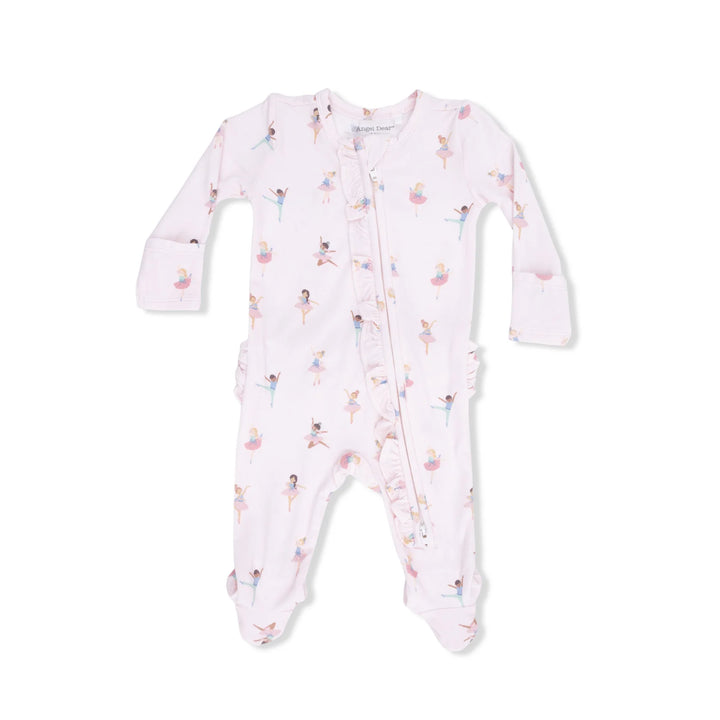 Petite Ballet Ruffle Front Zipper Footie
