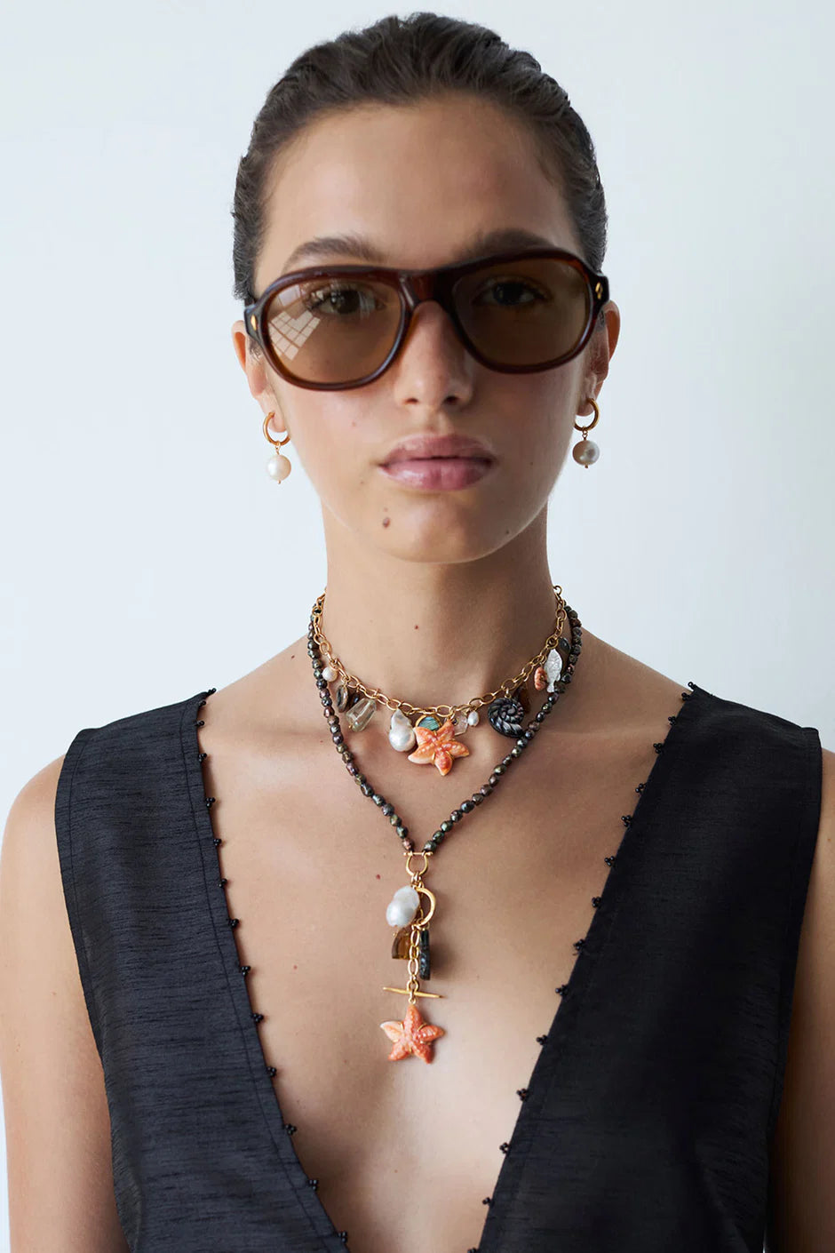 Chan Luu Charm Necklace Featuring Spiny Oyster Starfish