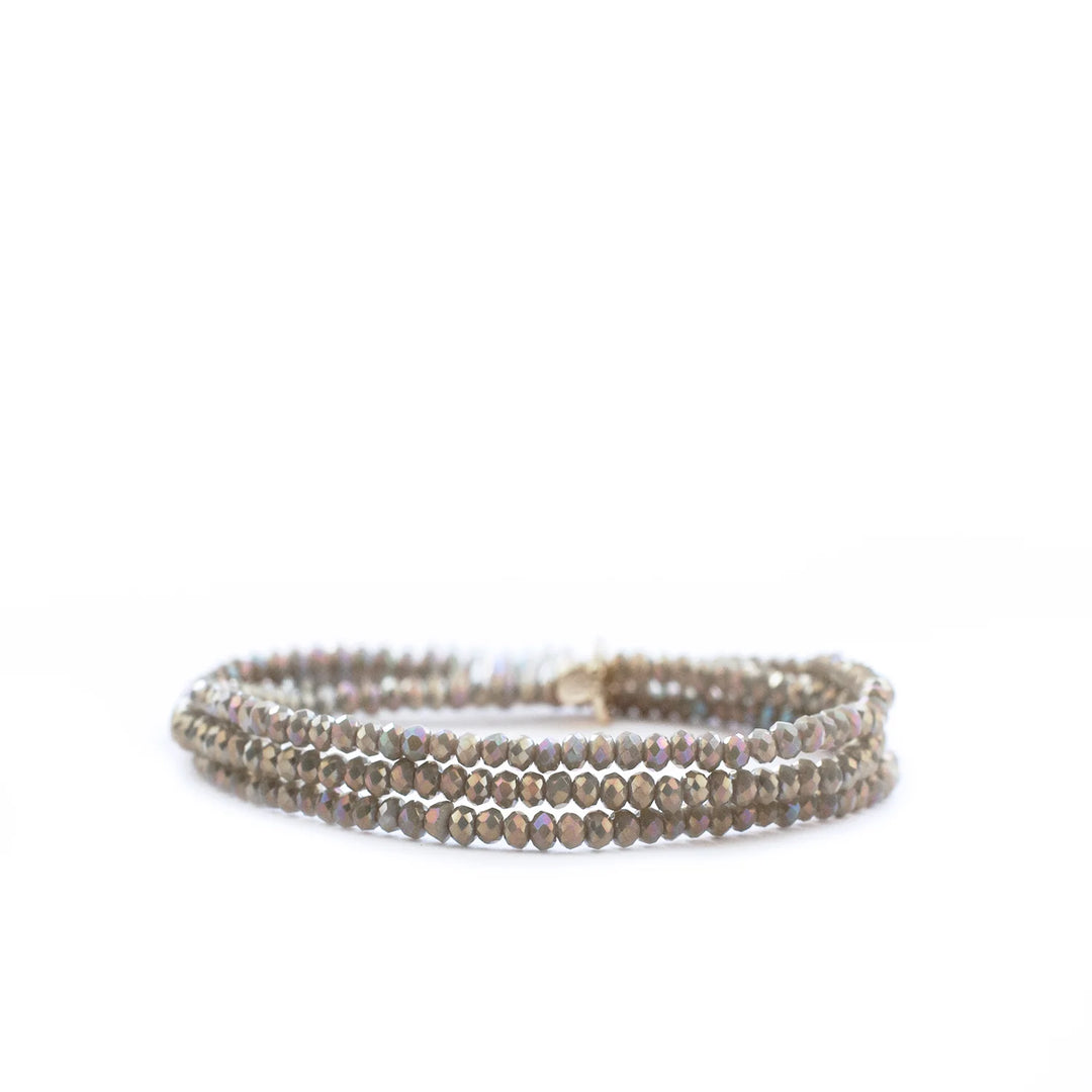 Crystal Beaded Stretch Bracelet - Sage AB