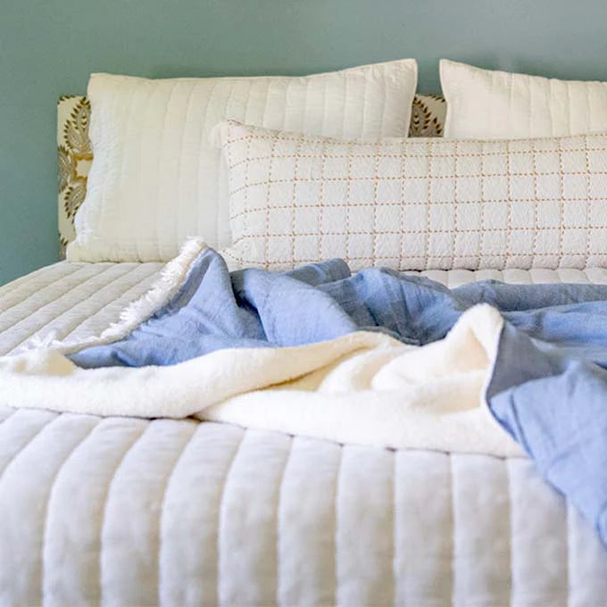 Solid Fleece Lined Throw - Denim
