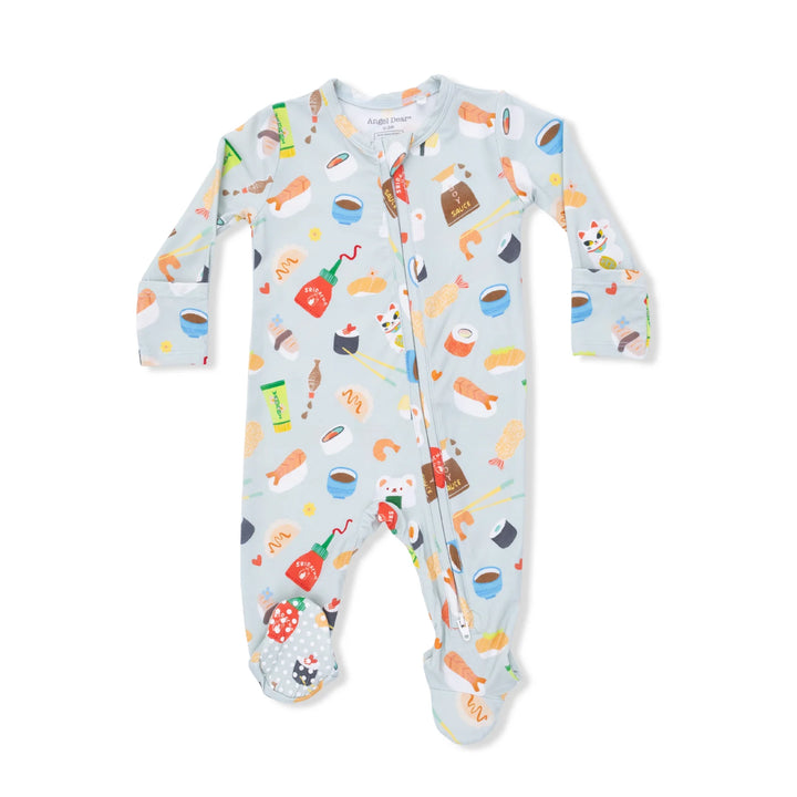 Sushi Green 2 Way Zipper Footie