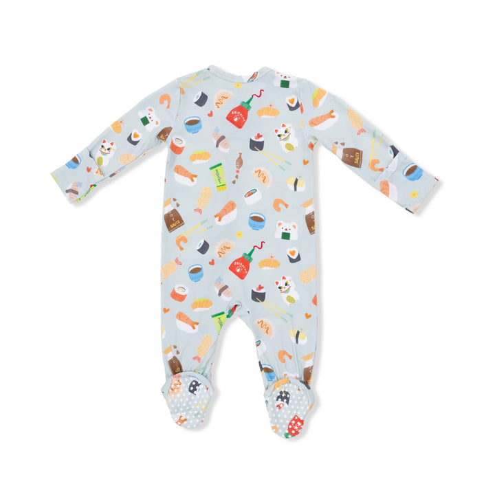 Sushi Green 2 Way Zipper Footie