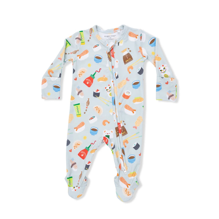 Sushi Green 2 Way Zipper Footie
