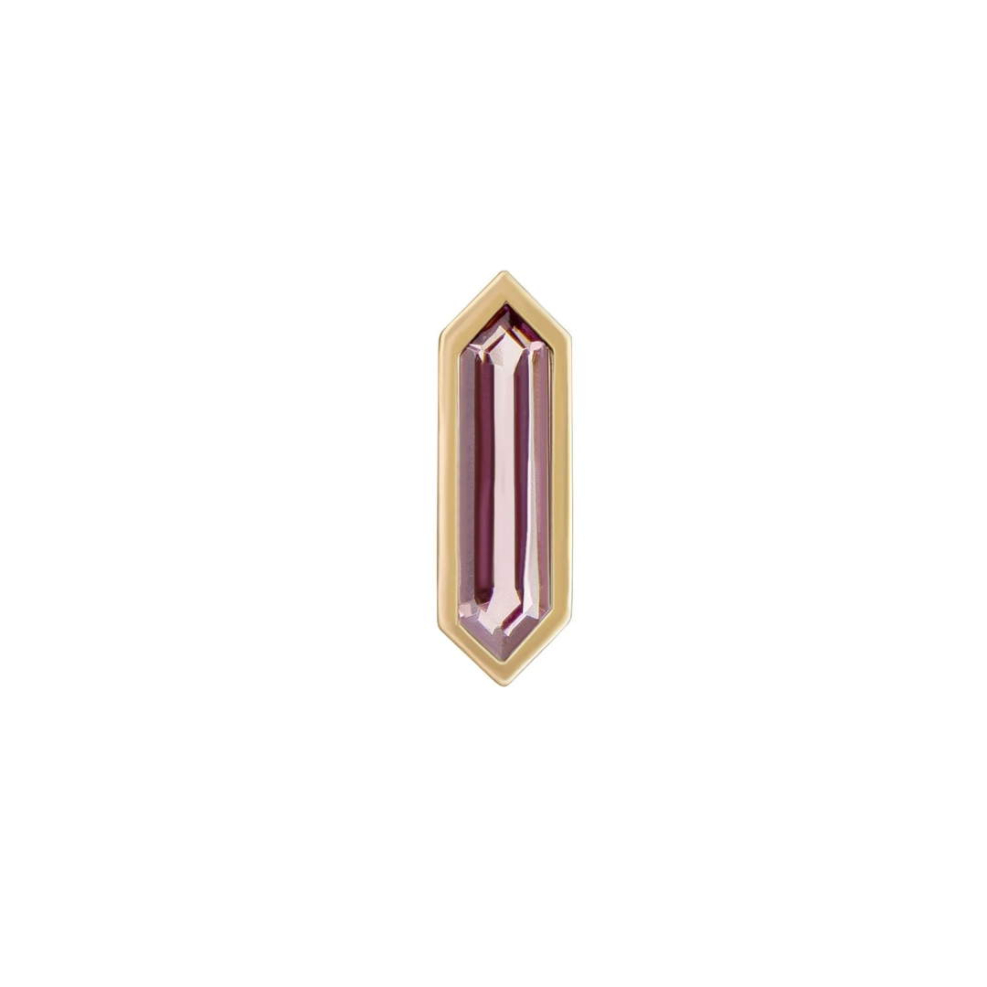 Metier 9ct Mini Hexa Stud (Single) - Pink Tourmaline
