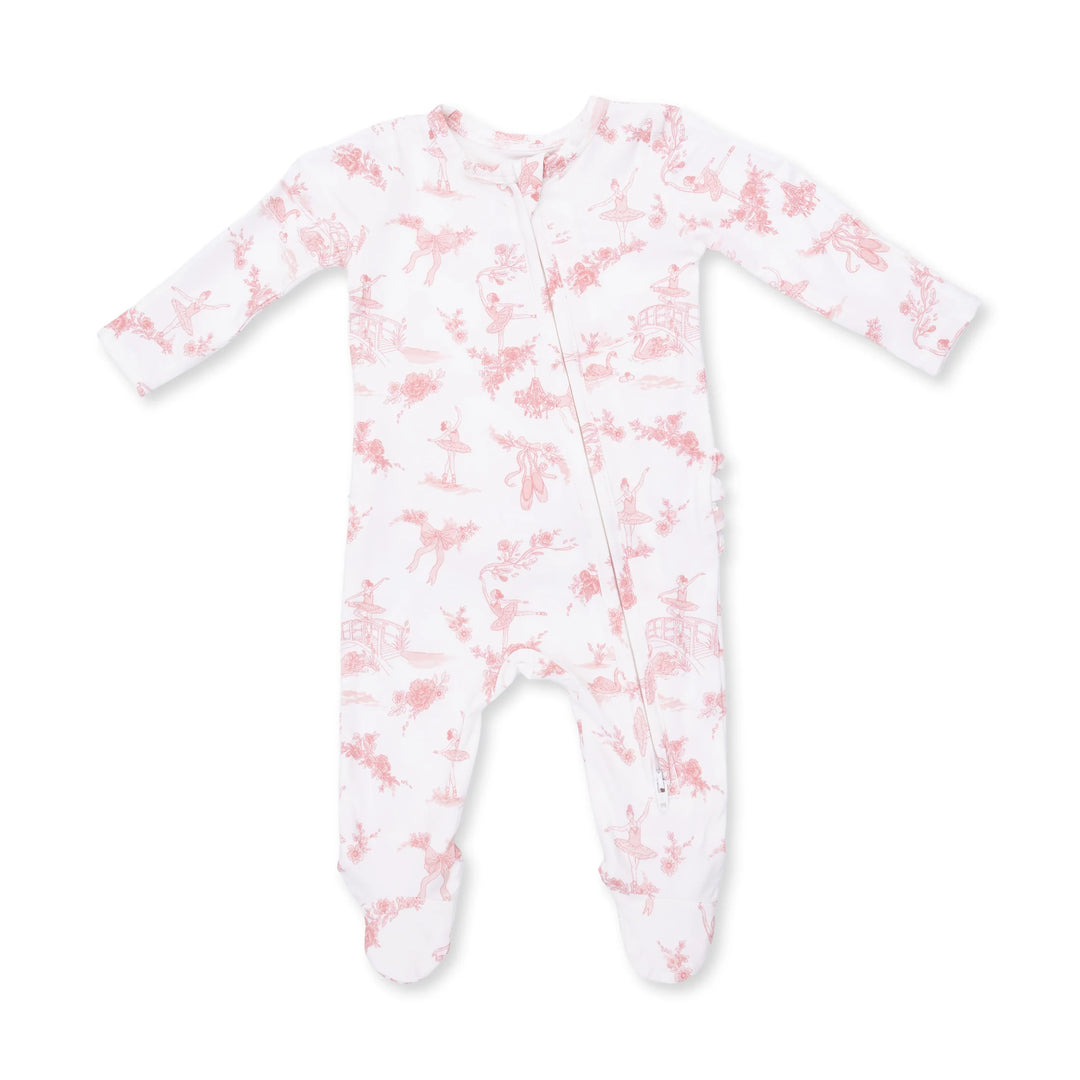 Ballet Toile 2 Way Ruffle Back Zipper Footie