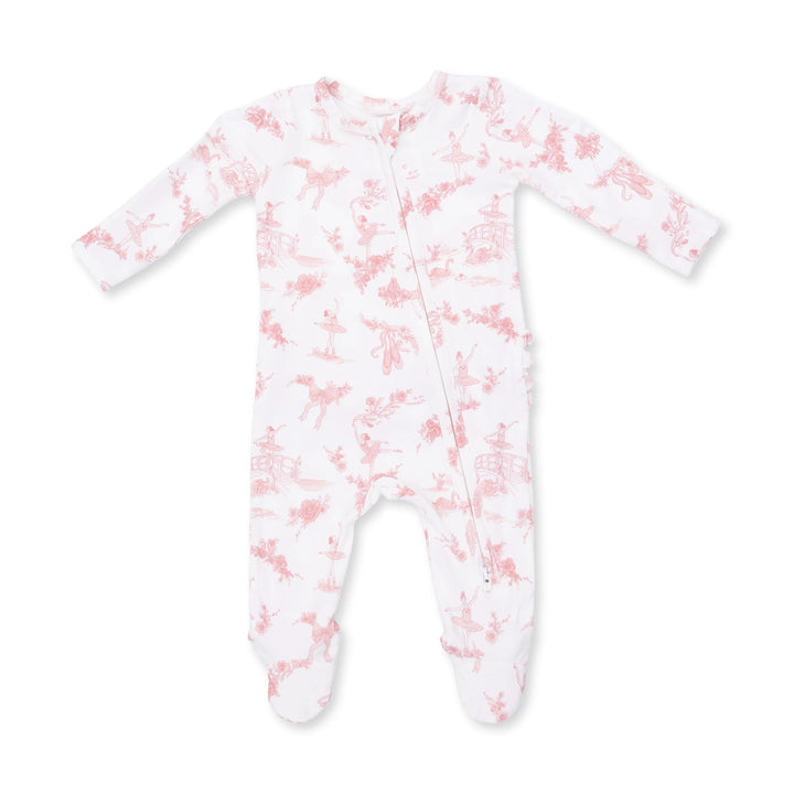 Ballet Toile 2 Way Ruffle Back Zipper Footie