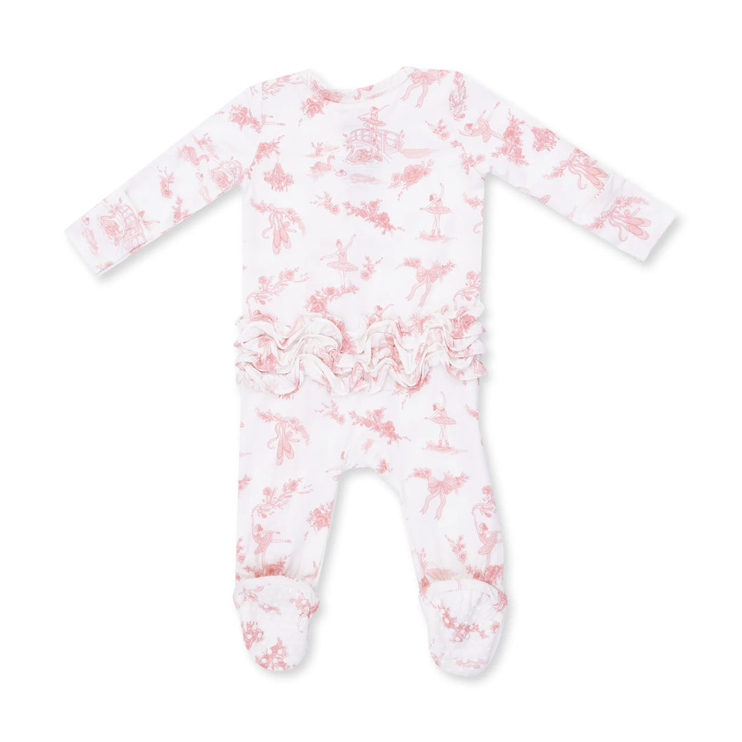 Ballet Toile 2 Way Ruffle Back Zipper Footie